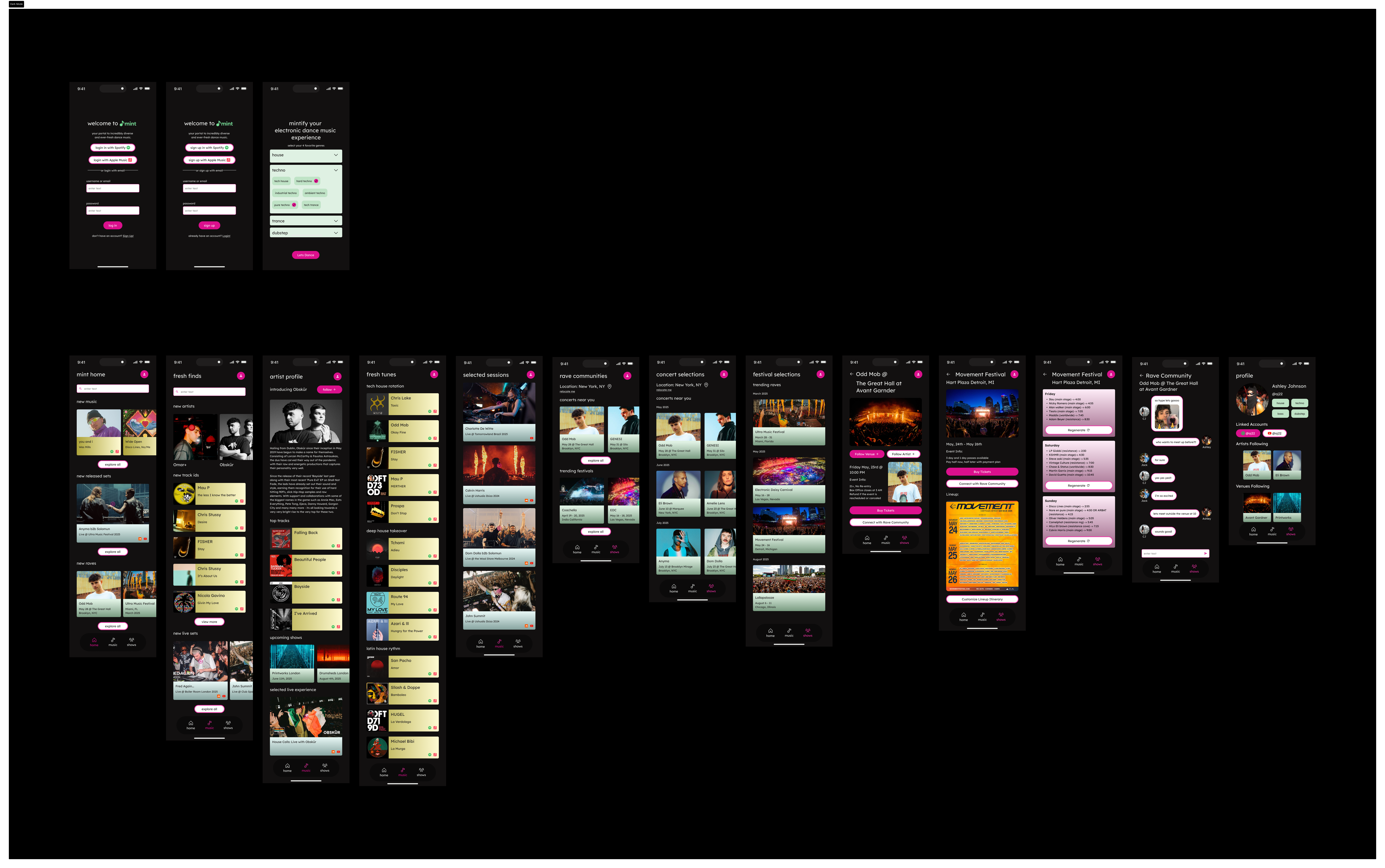 mint dark mode mockups